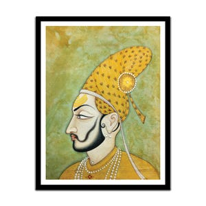 Mughal King miniature handmade painting, handmade digital art