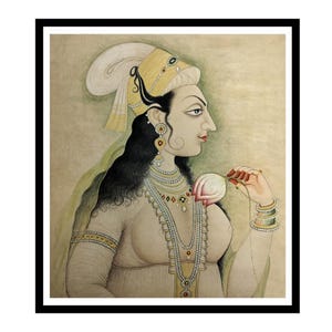 Nurjaha portrait mughal style painting, mughal painting, traditional wall art, wall decor