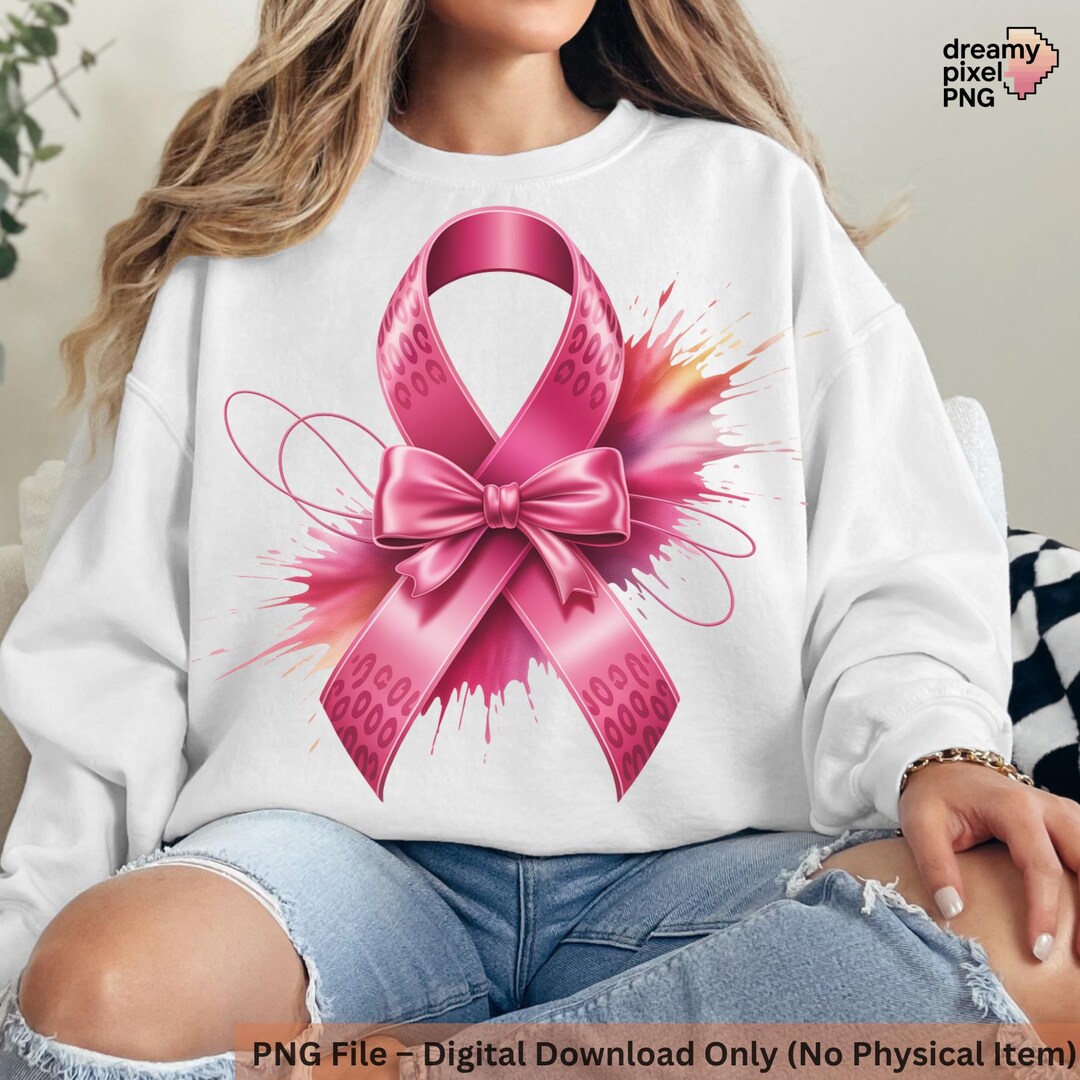 Pink Ribbon Splatter PNG, Breast Cancer Awareness (digital Download) - Etsy