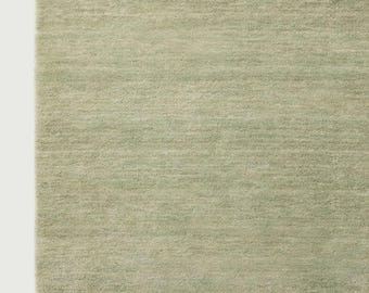 Sage Green Hand Knotted Wool Rug Solid Minimalist Modern Area Carpet Soft Plush for Living Room Bedroo