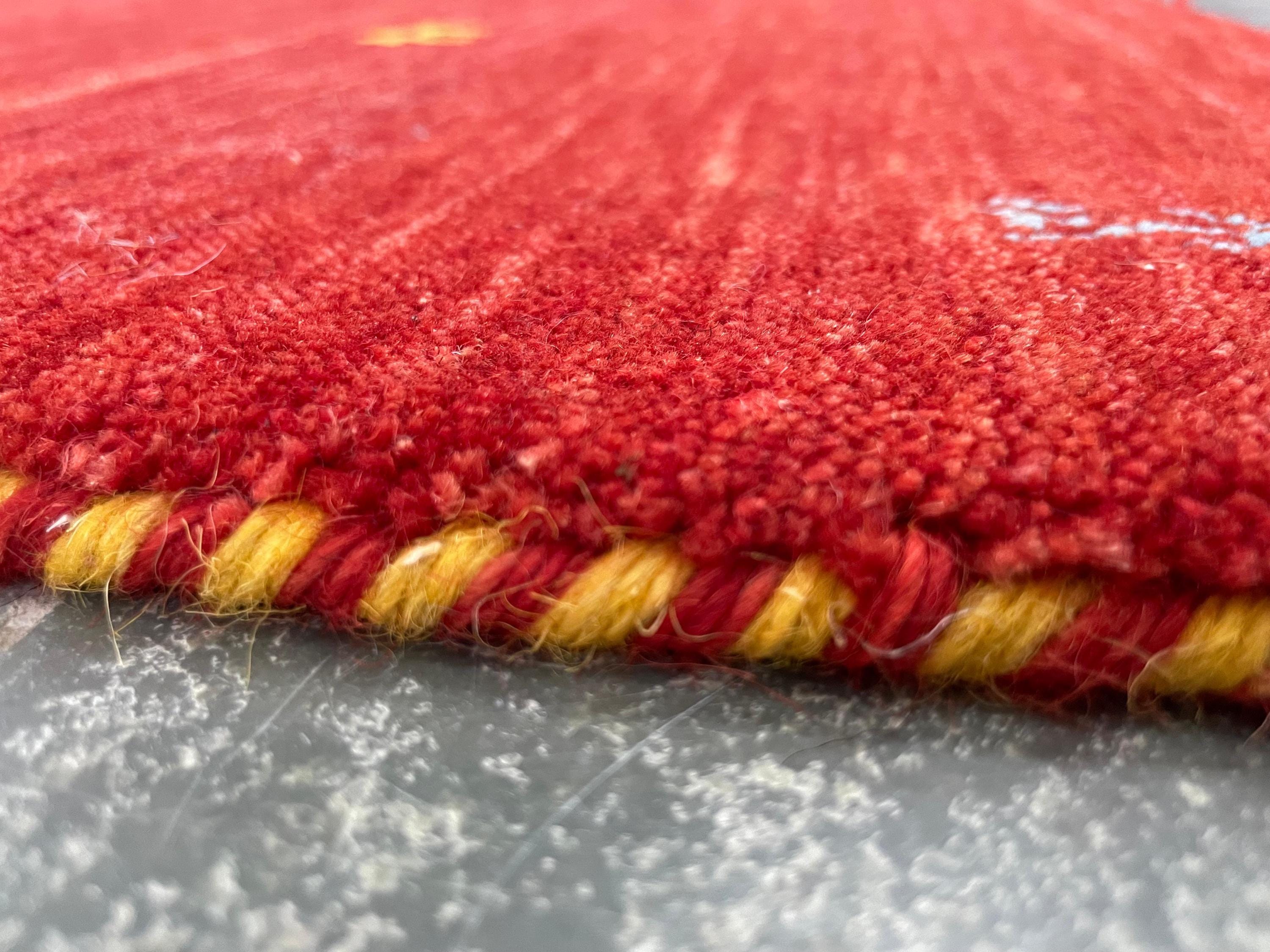 Handmade Red Gabbeh Wool Rug | Tribal Animal Motif Soft Carpet | Rustic ...