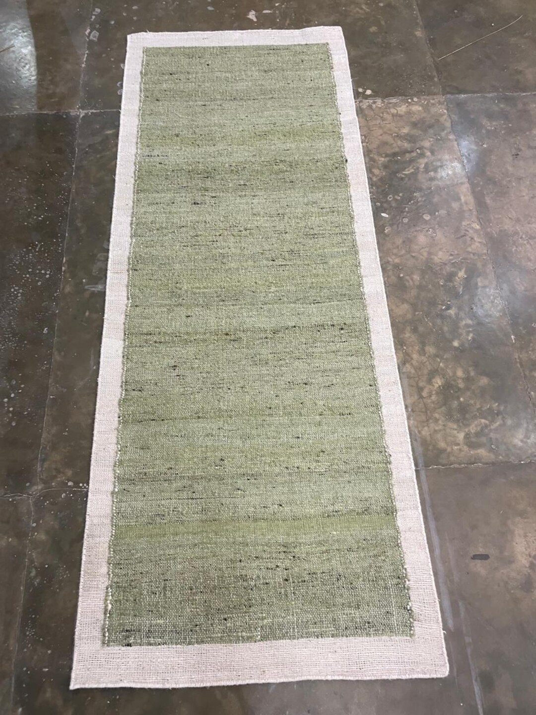 Handwoven Green Runner Rug, Natural Jute Look Hallway Runner in Sage ...