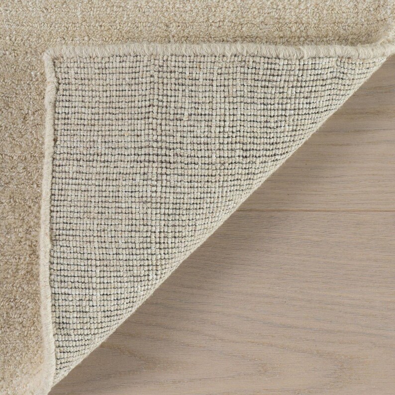 Wool Area Rug 8x10, Neutral Beige Textured Rug, Handmade Large Area Rug ...