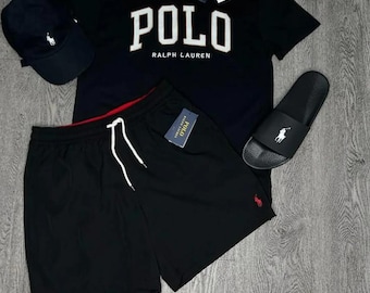 Mens Polo Ralph Lauren Cotton T-Shirt and Shorts Set Streetwear Summer Outfit