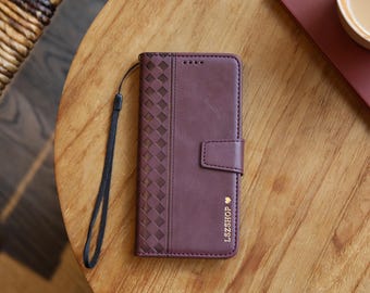 Personalized Pixel Case for Pixel 10 Pro, 9 Pro XL, 8a, 7a, PU Leather Phone Case with Card Holder, Customized Initials Name Engraving