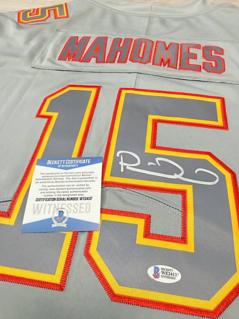 Patrick Mahomes signerad Kansas City Chiefs #15 tröja Beckett COA autentiska NFL-minnesmärken bild 4