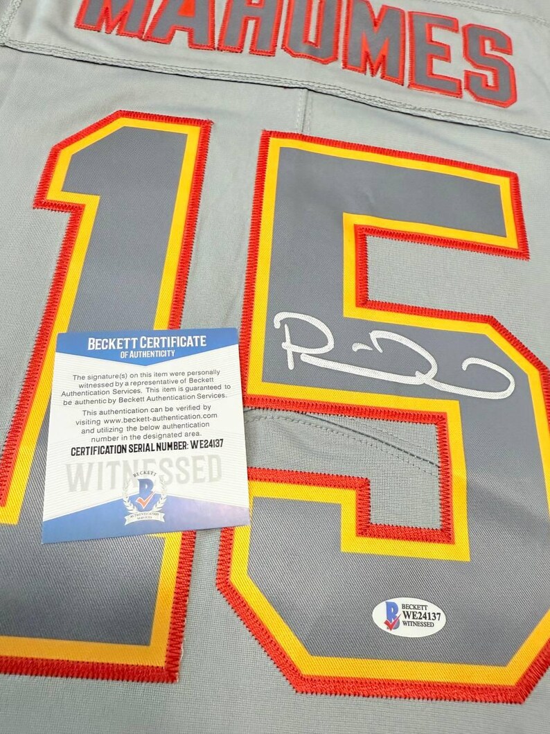Patrick Mahomes signerad Kansas City Chiefs #15 tröja Beckett COA autentiska NFL-minnesmärken bild 5