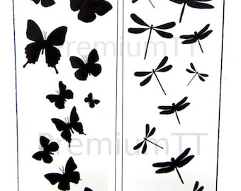 Temporary Dragonfly & Butterfly Black Silhoutte Tattoos (Free Shipping!)