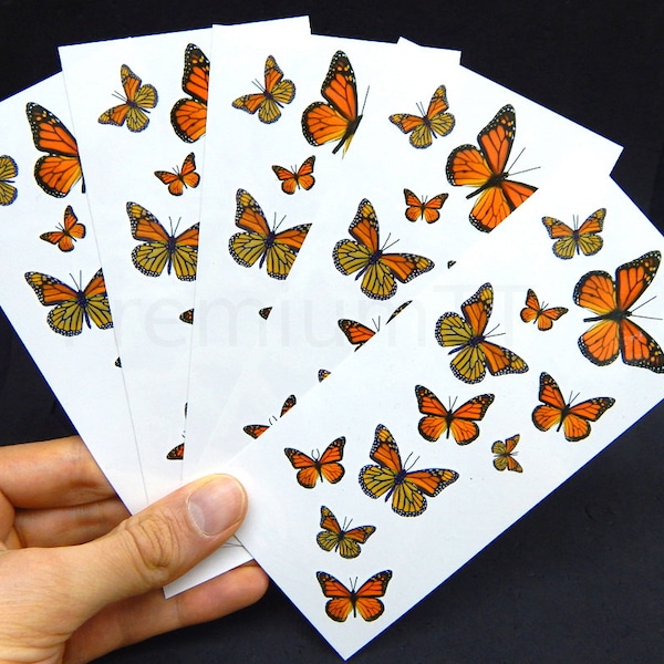 Papillon monarque Tatouages temporaires - 5 feuilles