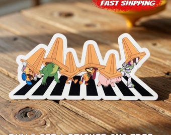 Toys Crossing Sticker, Retro Toy Story Vinyl Decal, Disney Family Trip Waterproof Laptop Sticker, Cartoon Character Decal, Car Magnet