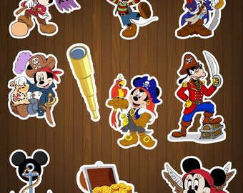 Imanes para puertas de cruceros Disney, pegatinas de Mickey y sus amigos piratas de Disney, paquetes de decoración para puertas de camarotes de cruceros familiares de Piratas del Caribe (10 unidades)
