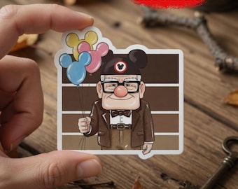 Carl Disney Up Sticker, Old Man Coming Through Car Magnet, Funny Vacation Dad Decal, Balloon House Inspired Vinyl Sticker, Car Magnet