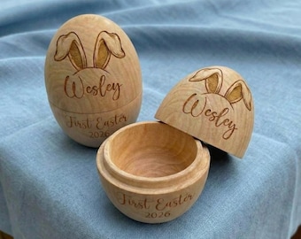 Personalisiertes hölzernes Osterei - Kinderostergeschenk, Baby-Andenken