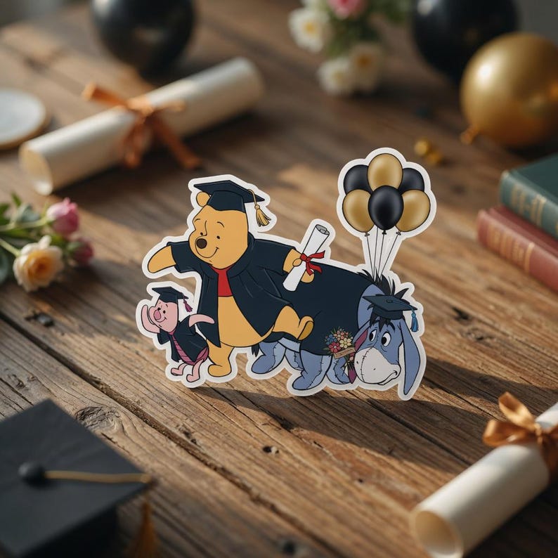 Tigger Graduation Winnie Graduation Sticker, Pooh Bear Graduation Sticker, Piglet Eeyore ...