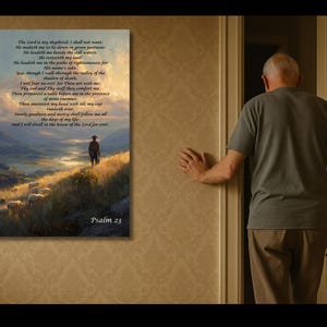 Psalm 23 Shepherd and Sheep Art Print: King James Bible Verse