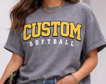 Custom Softball Team Shirt, Personalized Gameday Apparel, Comfort Colors Cotton Tee, Softball Mom Gameday Tee