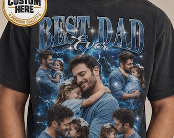 Personalized Dad Shirt, Customized Father's Day Gift, Custom Bootleg Rap Tee With Face Photo, Daddy Shirt Best Dad Ever Shirt, Gift for Dad