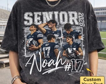Custom Senior Football Mom Photo Shirt, Retro Football Player Mama Tee, Baseball Mama Shirt, Gift For Mom