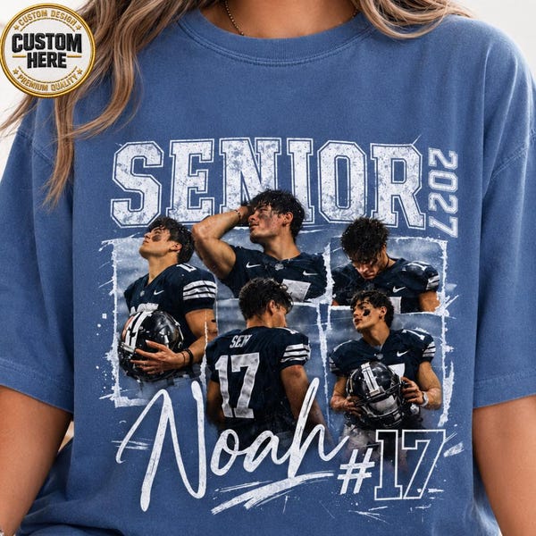 Custom Senior Football Mom Photo Shirt, Retro Baseball Player Mama Tee, Comfort Colors Cotton Mama Shirt, Senior Night Solfball