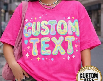 Custom Ice Cream Beach Vacation Shirt, Personalized Distressed Summer Tee, Neon Sunshine Pink Shirt, Trendy 2026 Women's Beach Outfit