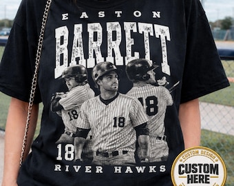 Custom Baseball Player Shirt, Personalized Name & Number Comfort Colors Tee, Baseball Mom Game Day Shirt, Women's Baseball Tee