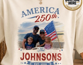 Customized USA 250th Anniversary Family Name Matching Shirt, Comfort Colors Personalized 4th July 250th Year Cotton Tee, Patriotic Tee