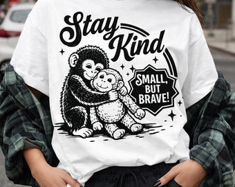 Punch Baby Monkey Shirt, Emotional Baby Monkey Holding Plush Toy Tee, Viral Emotional Monkey PNG Graphic T-Shirt, Kindness Animal Shirt