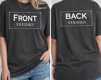 Custom Comfort Colors Double Sided T-Shirt, Personalized Image Text Tee, Minimalist Streetwear Style