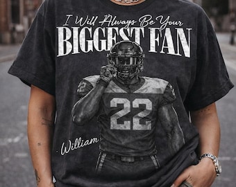 Custom Photo Sport Player Shirt, I'll Always Be Your Biggest Fan Tee, Retro Bootleg Football Lover Shirt, Personalized Washed Football Tee