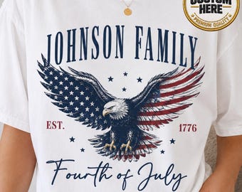 Custom Fourth of July Shirt, Retro Distressed USA Tee, Patriotic Family Matching, Vintage Independence Day Graphic