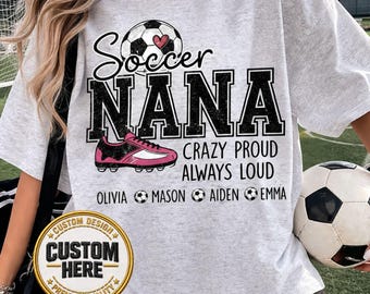 Custom Soccer Grandkids Shirt, Comfort Colors® Personalized Grandkids Names Tee, Proud Soccer Name Gift, Game Day Mimi Garment, Apparel