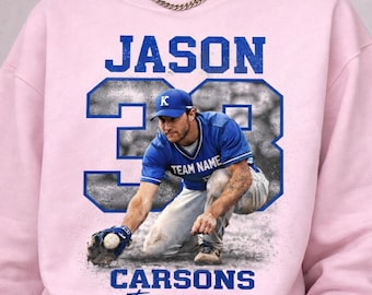 Vintage Baseball Photo Collage Shirt, Retro Custom Baseball Player Tee, Personalized Baseball Player Sweatshirt, Baseball Light Pink Gift