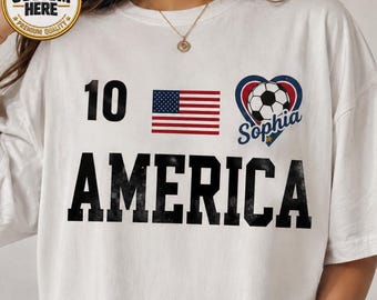 Camiseta de fútbol de EE. UU. personalizada, camiseta estilo jersey de fútbol americano personalizada, regalo personalizado para aficionados al fútbol de EE. UU., Campeonato Mundial de Fútbol