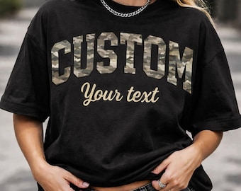 Custom Text Logo Camouflage Unisex Shirt, Personalized RealTree Camo Lettering Shirt, Field Day Matching Tee