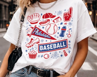 Philadelphia Shirt, Retro Baseball Fan Sweatshirt, Vintage Sports Gift for Him Her, Retro Baseball Graphic Tee, Gameday Shirt