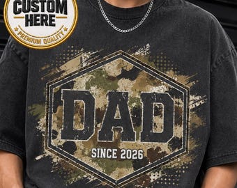 Personalized Duck Camo Dad Shirt, Custom Camouflage Fathers Day Tee, Retro Varsity Dad Shirt, Classic Dad Gift, Vintage Dad T-Shirt