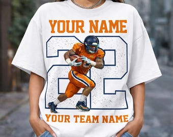 Custom Sport Player Photo Shirt, Personalized Baseball Football Mom Name & Number Tee, School Player Picture Shirt, Kids Sport Lover Gift