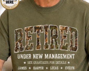 Camiseta personalizada "Jubilado bajo nueva administración" Regalo para abuelo Camiseta de camuflaje personalizada para jubilación para abuelo Regalo para abuelo