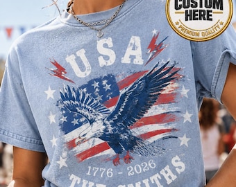 Personalized USA 1776-2026 Shirts, Custom 4th July Family Matching Tee, Name Patriotic USA Flag Tee, 4th of July Day Gift, 250th Year Tee