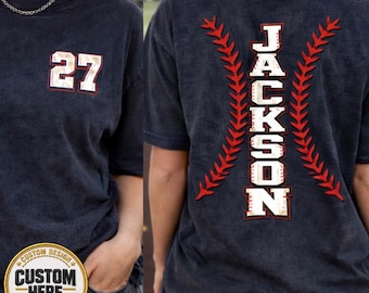 Custom Baseball Number and Name Tshirt, Baseball Mom Tee, Baseball Custom Shirt, Personalized Baseball, Custom Comfort Colors Baseball
