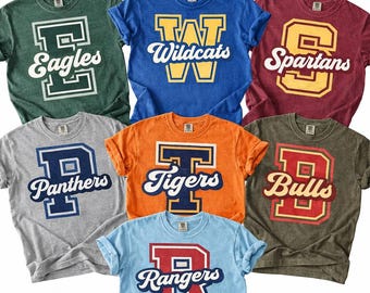 Custom Team Name Cutout Shirt, Large Varsity Style Sports Tee, Personalized School Top, Football Baseball Basketball Team Gear, Mascot Tee
