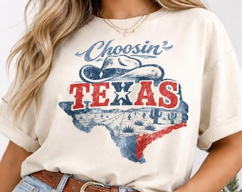Choosin' Texas T-Shirt, Vintage Lone Star State Pride Tee, Western Texas Graphic Shirt, Texan Pride Wear Outfit, Cowboy Style Tee
