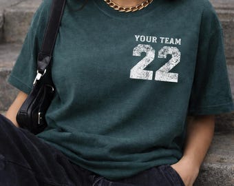 Custom School Team Number Shirt, Personalized Football Mascot Tee, Game Day Sports Number Shirt, Custom Lucky Number Shirt, Team Spirit Top