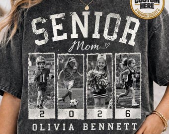 Personalized 2026 Senior Mom Football Shirt, Custom Name Photo Mama Tee, Football Player Comfort Color Shirt, Senior Night Gift