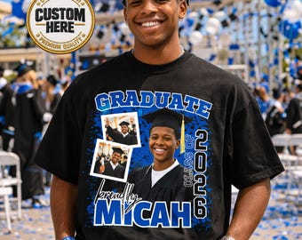 Custom Photo Collage Graduation Shirt, Personalized Senior 2026 Tee, Class of 2026 Graduate Name Outfit, Memory Photo Collage Top