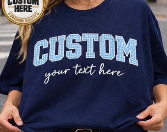 Custom Varsity Letter Shirt, Personalized College Letter Crewneck Tee, Custom Name University Sweatshirt