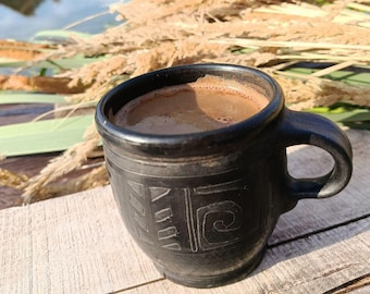 Handmade tea cup, Handmade mug, Unglazed tea cup, Eco-friendly mug, Rustic mug, Ukrainian drinkware, Ukrainian pottery, Clay mug
