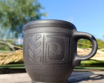 Handmade Tea Mug, Latte Cup, Unglazed Tea Cup, Eco-friendly Mug, Rustic mug, Ukrainian Drinkware, Ukrainian Pottery, Clay Mug