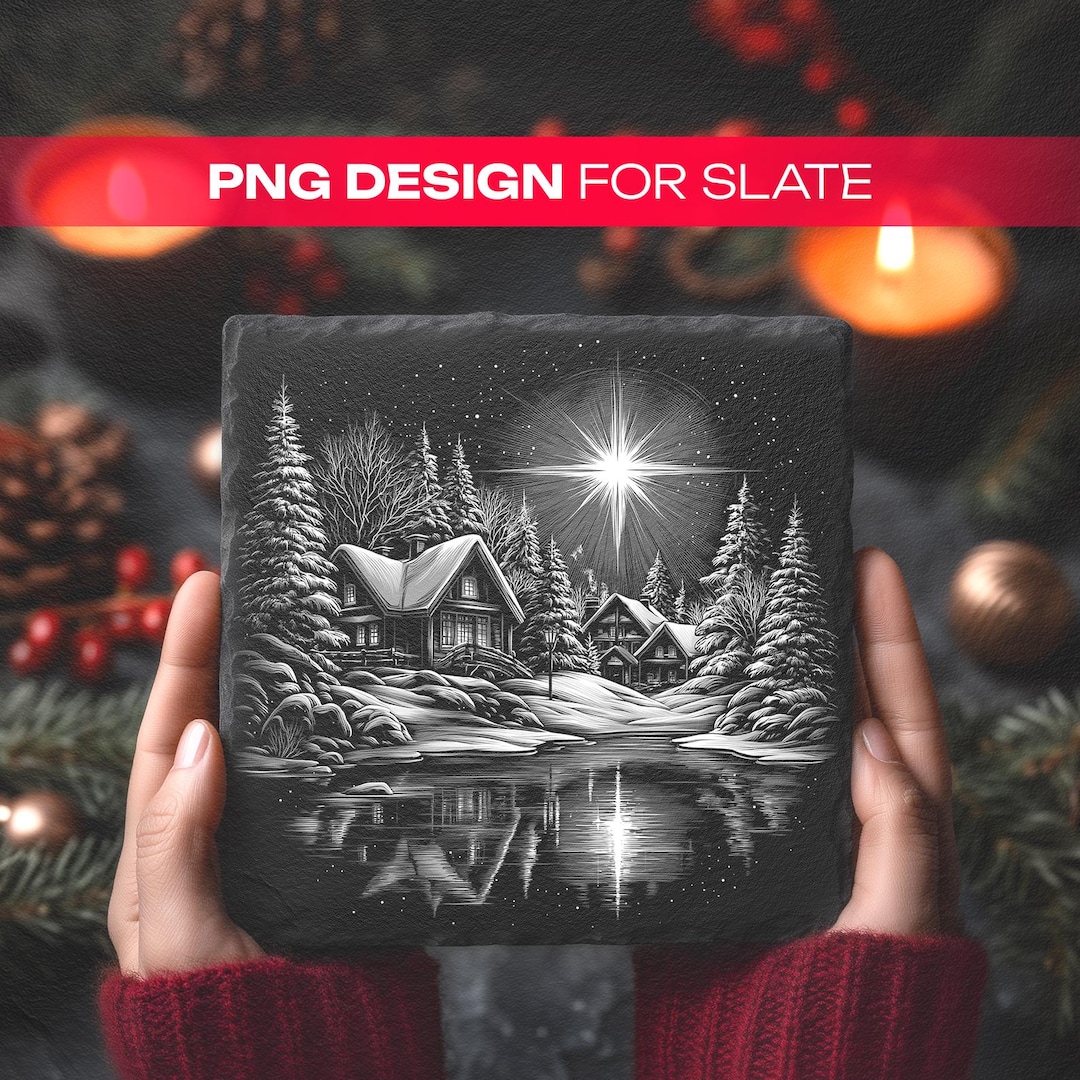Christmas Star PNG Design for Slate Coasters – Laser Engraving Digital ...