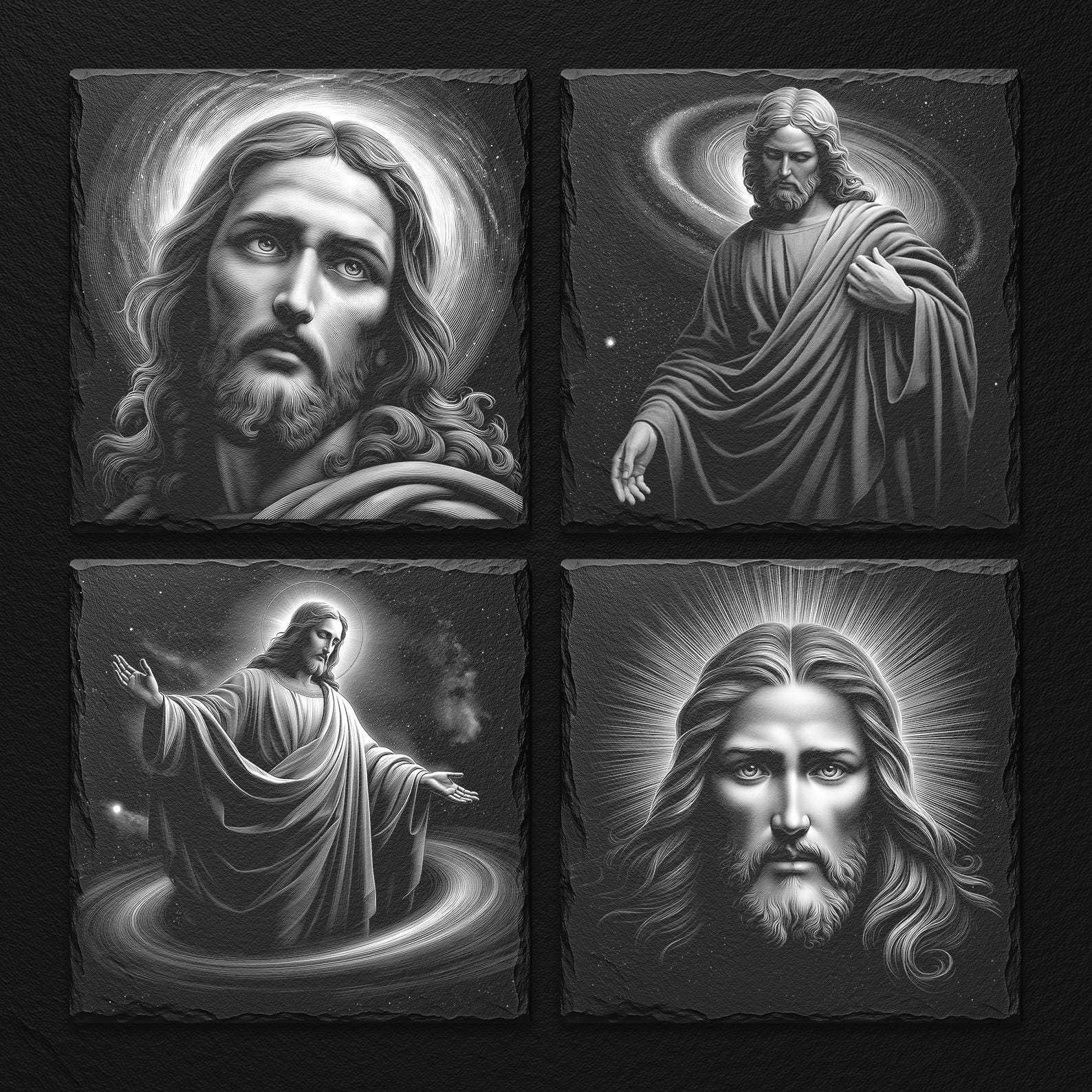 Cosmic Jesus Slate Coasters PNG Bundle | Laser Engraving Designs ...